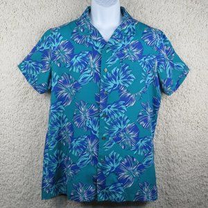 Marc Anthony* Men's‎ Short Sleeve Button Down Curved Hem Hawaiian Shirt~ Medium